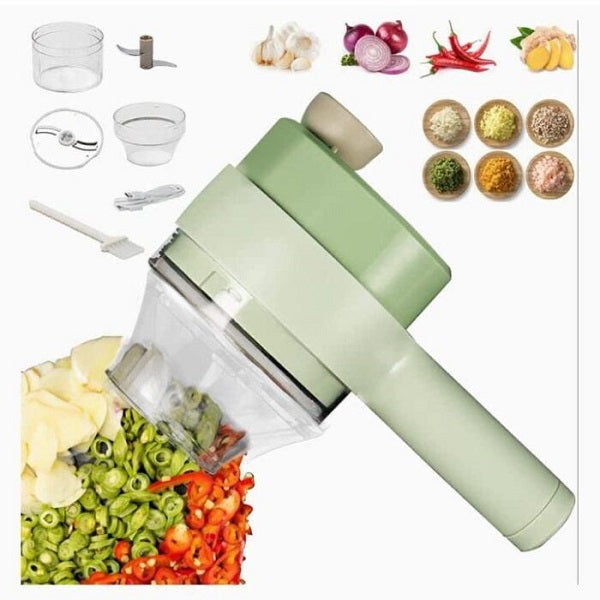 Multifunctional Handheld USB Rechargeable 4 In 1 Electric Vegetable Food Onion Chopper Cutter Or Slicer