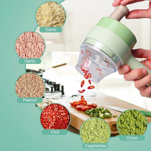 Multifunctional Handheld USB Rechargeable 4 In 1 Electric Vegetable Food Onion Chopper Cutter Or Slicer