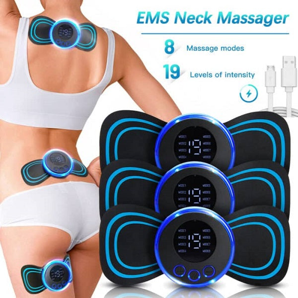 EMS Neck Massage Electric Massager Cervical Neck Back Patch 8 Mode Pulse Muscle Stimulator Portable Relief Pain